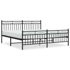 Bed Frame Black Steel Full Bed Frame Rectangular Modern