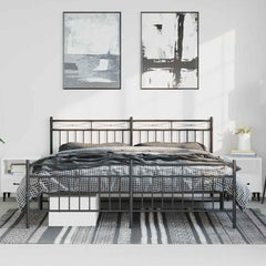 Bed Frame Black Steel Full Bed Frame Rectangular Modern