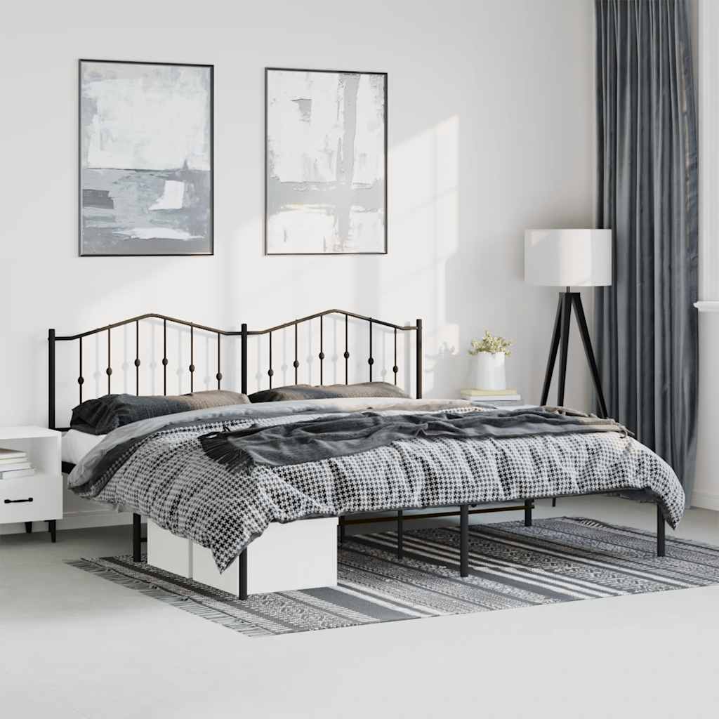 Bed Frame Black Steel Full Bed Frame Rectangular Modern