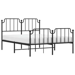 Bed Frame Black Powder-Coated Steel 53.1 x 74.8 in Bed Frame