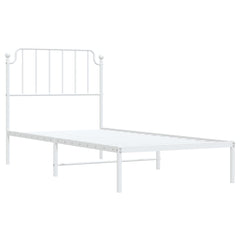 Bed Frame White Powder-coated steel Twin Bed Frame Rectangular