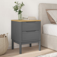 Bedside Cabinet Grey Solid Pine Wood 17.7 x 15.4 x 22.4 in