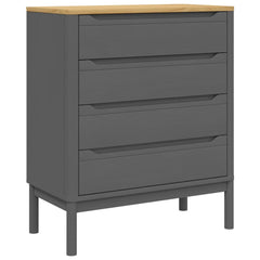 Drawer Cabinet Grey Solid Pine Wood Medium Chest of Drawers