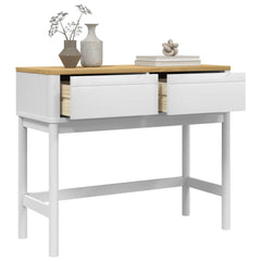 Console Table White Solid Pine Wood Medium Console Table