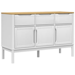 Sideboard White Solid Pine Wood, Engineered Wood Medium Sideboard