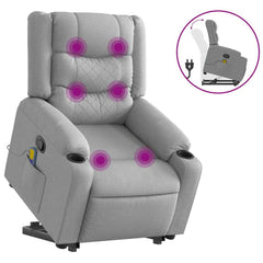 Stand up Massage Recliner Chair Light Gray Fabric