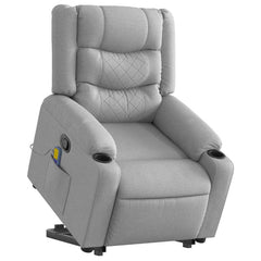 Stand up Massage Recliner Chair Light Gray Fabric