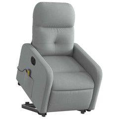 Electric Stand up Massage Recliner Chair Light Gray Fabric