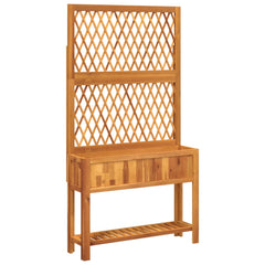 Planter with Trellis and Shelf 39.4x12.6x72.8 Solid Wood Acacia