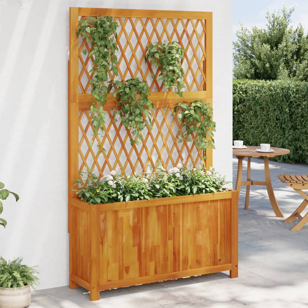 Planter with Trellis 39.4x12.6x65 Solid Wood Acacia