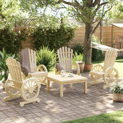 Garden Adirondack Chair Set of 4 Natural Wood Solid fir wood