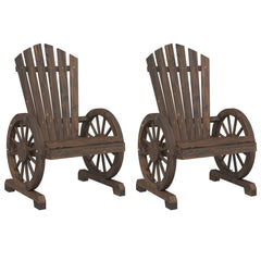 Garden Adirondack Chair Set of 2 Burnt wood Solid Fir Wood Medium