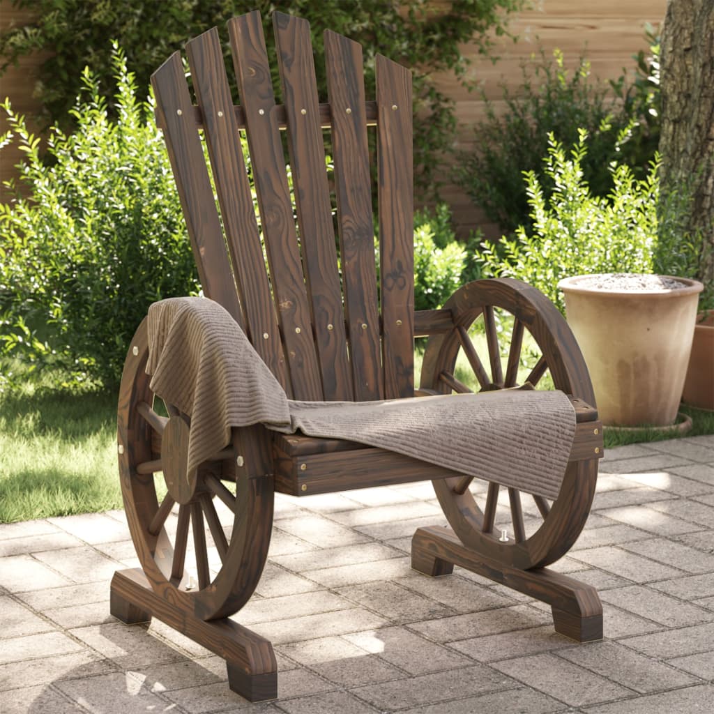 Garden Adirondack Chair Set of 2 Burnt wood Solid Fir Wood Medium