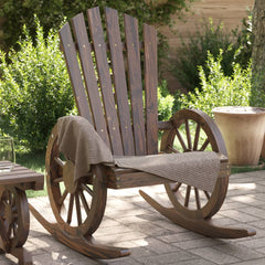 Garden Adirondack Chair Burnt Wood Color Solid Fir Wood Standard