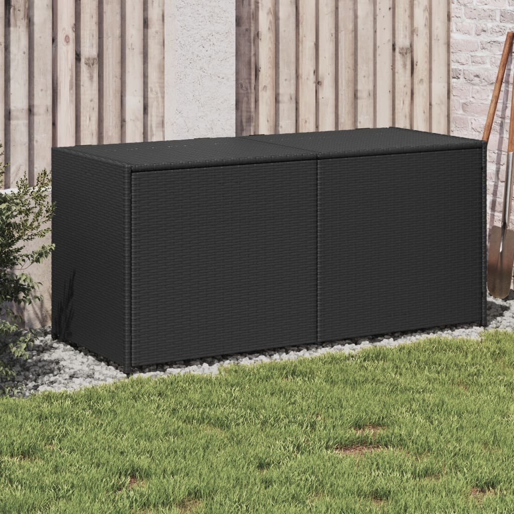 Garden Storage Box Black PE rattan, powder-coated steel Medium