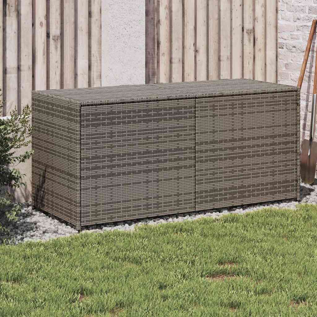 Garden Storage Box Grey PE rattan and powder-coated steel Medium