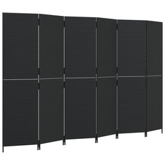 Room Divider 6 Panels Black Poly Rattan