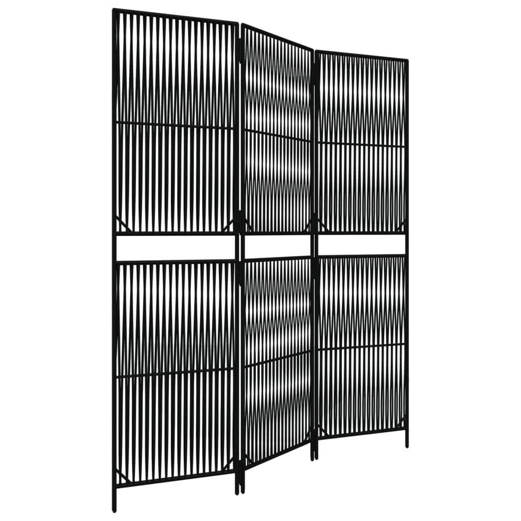 Room Divider 3 Panels Black Poly Rattan – Bostome