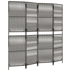 Room Divider 4 Panels Gray Poly Rattan