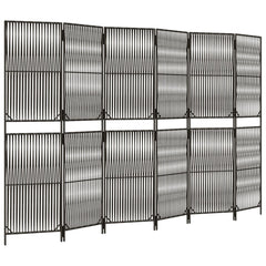 Room Divider 6 Panels Gray Poly Rattan