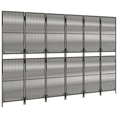 Room Divider 6 Panels Gray Poly Rattan