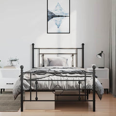 Bed Frame Black Steel Single Bed Frame Rectangular Modern