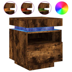 Bedside Cabinet Smoked Oak Engineered Wood Compact