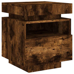 Bedside Cabinet Smoked Oak Engineered Wood Compact