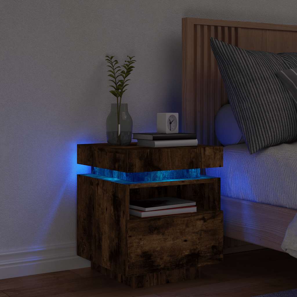 Bedside Cabinet Smoked Oak Engineered Wood Compact