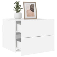 Wall-mounted Bedside Cabinet Set of 2 White Engineered wood