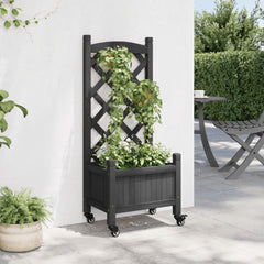 Planter Black Solid fir wood, Iron Medium Portable Planter