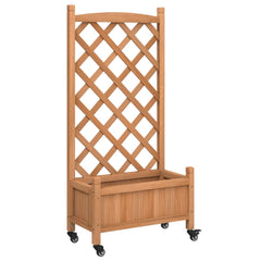 Planter Brown Solid Fir Wood, Iron Planters Planter Rectangular
