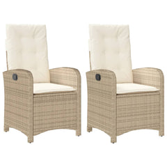 Reclining Garden Chair Set of 2 Beige