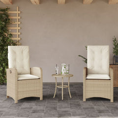 Reclining Garden Chair Set of 2 Beige