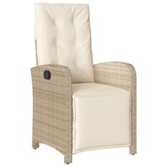 Reclining Garden Chair Beige Poly Rattan Medium