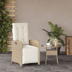 Reclining Garden Chair Beige Poly Rattan Medium