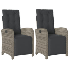 Reclining Garden Chair Set of 2 Grey, Dark Grey PE Rattan Medium