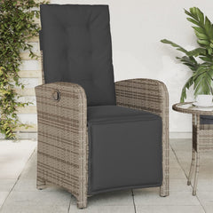 Reclining Garden Chair Set of 2 Grey, Dark Grey PE Rattan Medium