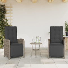 Reclining Garden Chair Set of 2 Grey, Dark Grey PE Rattan Medium