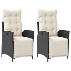 Reclining Garden Chair Set of 2 Black PE rattan Standard