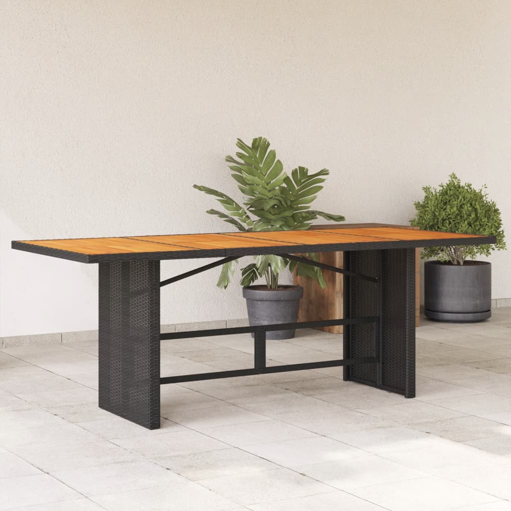 Garden Table Black PE Rattan Large UV-resistant materials