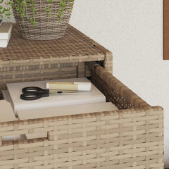 Garden Storage Cabinet Beige Poly Rattan Large