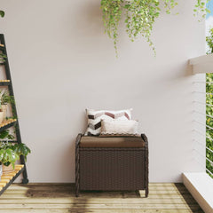 Garden Stool Brown PE Rattan Medium Removable Covers