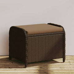 Garden Stool Brown PE Rattan Medium Removable Covers