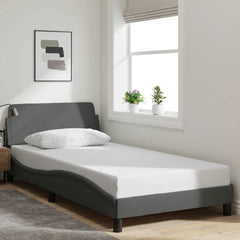 Bed Frame Dark Grey Polyester, Metal, Plywood, Engineered wood Twin