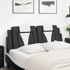 Headboard Cushion Black and White Faux Leather 54 in Double