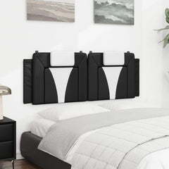 Headboard Cushion Black and White Faux Leather 54 in Double