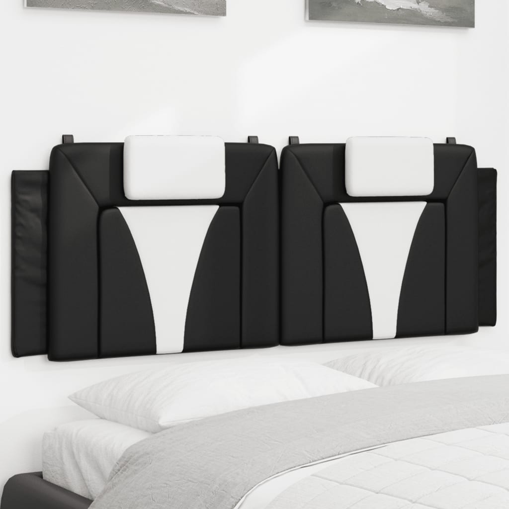 Headboard Cushion Black and White Faux Leather 54 in Double