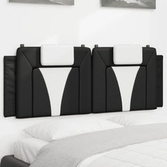 Headboard Cushion Black and White Faux Leather 54 in Double