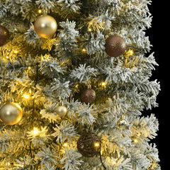 Slim Christmas Tree 300 LEDs & Ball Set & Flocked Snow 106.3